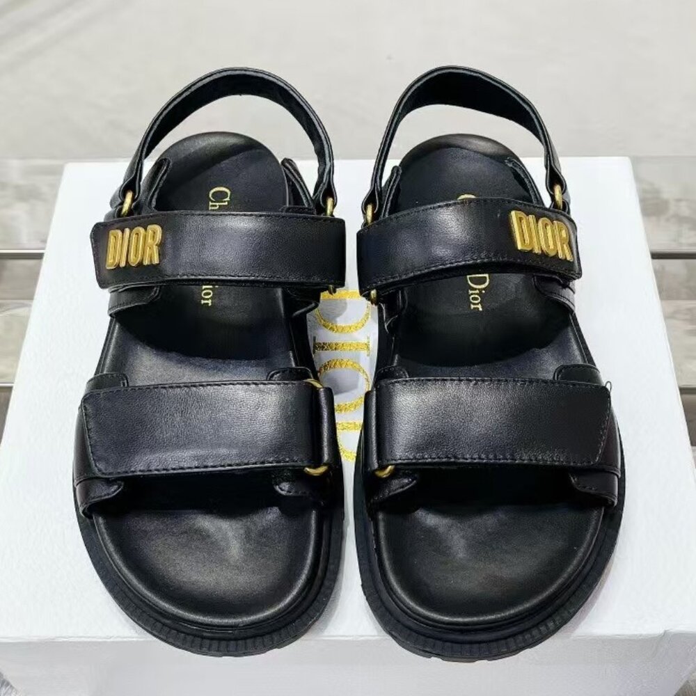 Dior Black Sandals with Gold Accents